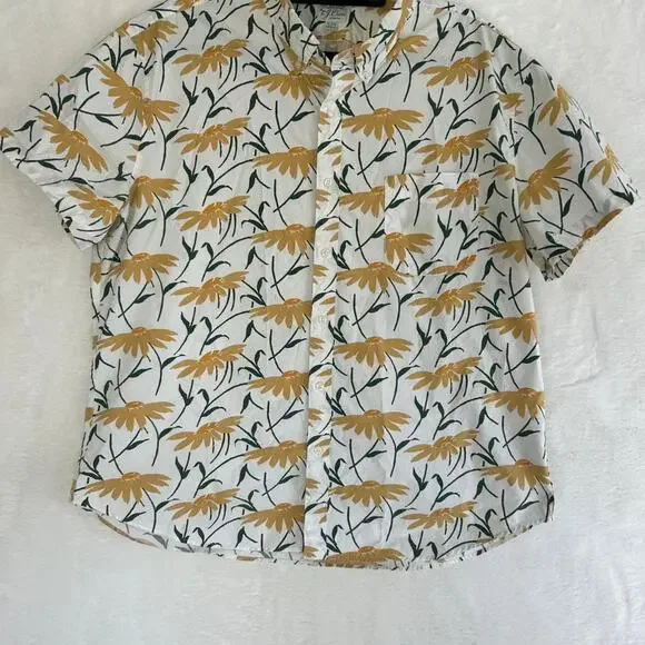 Jcrew stretch yellow floral button - Picture 1 of 8